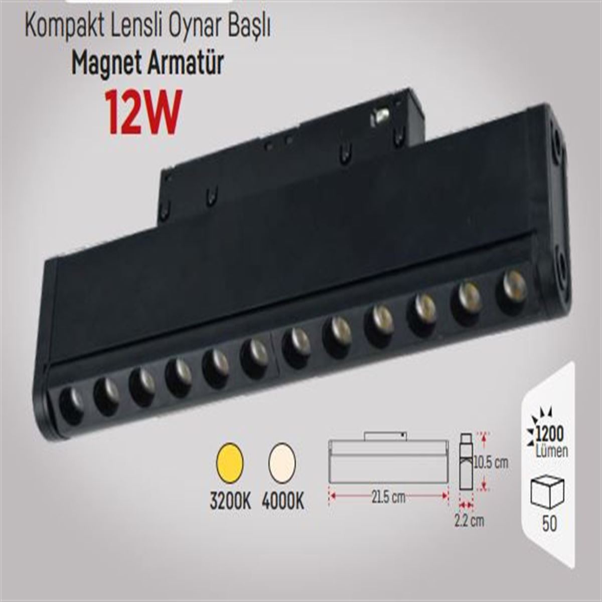 HAREKETLİ MAGNET ARMATÜR21,5CM 12W 4000K 1